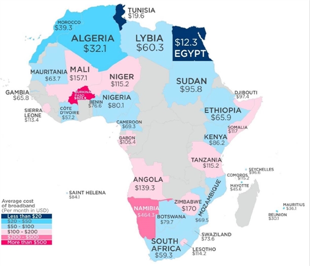 A map of africa with different colored countries/regions

Description automatically generated